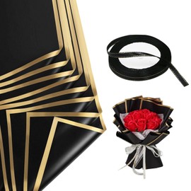 20 Bouquet Wrapping Paper and 1 Roll Ribbon, Waterproof Packaging Paper, Bouquet Packaging, Simple Packaging Paper