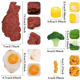 Funzhan 25pcs Simulation Fried Egg Broccoli Artificial Steak Corn Block French Fries Model Fake Food Display DIY Wedding Kitchen Decoration