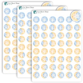Moon Phases Lunar Cycle Planner Stickers/54 Fun Vinyl Stickers (1/2”)/Celestial Astronomy Astrology Night Sky Tracker/Essential Productivity Life Planner/Bujo Bullet Journaling (Three Sheets)