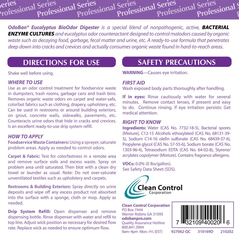 OdoBan Professional Cleaning Ready-to-Use BioOdor Digester Harsh Aroma Counteractant, Made