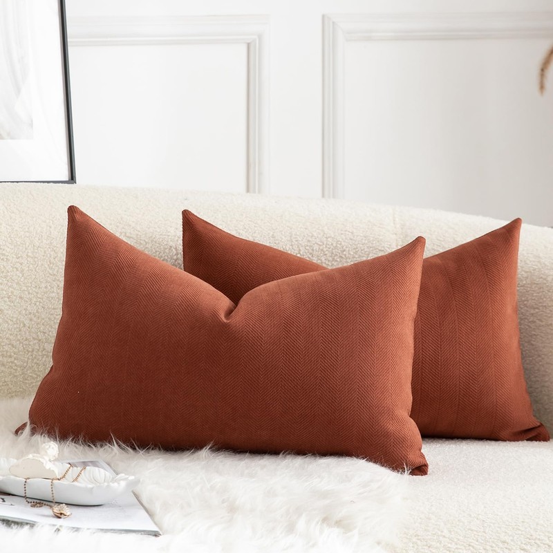 Mandioo Pack of 2 Chenille Cushion Covers Soft Comfortable Durable
