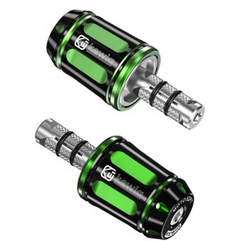 BRCOVAN Motorcycle Handlebar End Plugs with Metal Expansion Spacers, Fit Bar Hole 13mm-18mm in Diameter, CNC Processing Aluminum Alloy Material (Black+Green)
