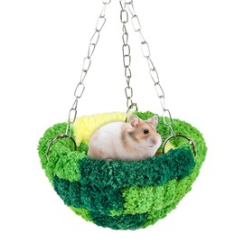 Cute Club Flannel Crocheted Multi-Pet Hammock – Stainless Steel Hooks, Ventilated Mesh – Cozy Bed for Hamsters, Guinea Pigs, Parrots & More – Safe Elevated Design,Easy Install, Play & Sleep Friendly
