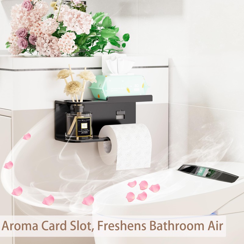 Toilet Paper Holder Wall Mount - Strong Adhesive or Screw