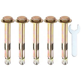 M METERXITY 5個入り 六角拡張ボルト M8x80mm カラー亜鉛メッキ鉄-炭素鋼 外六角拡張ボルト 14mmレンチ付き コンクリート/乾式ブロック/ブロック壁用 防錆メタルボルト