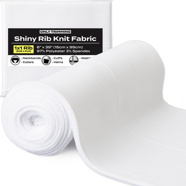ONLY TRIMMING 1x1 Shiny Rib Knit Fabric, Glossy Cool Touch,