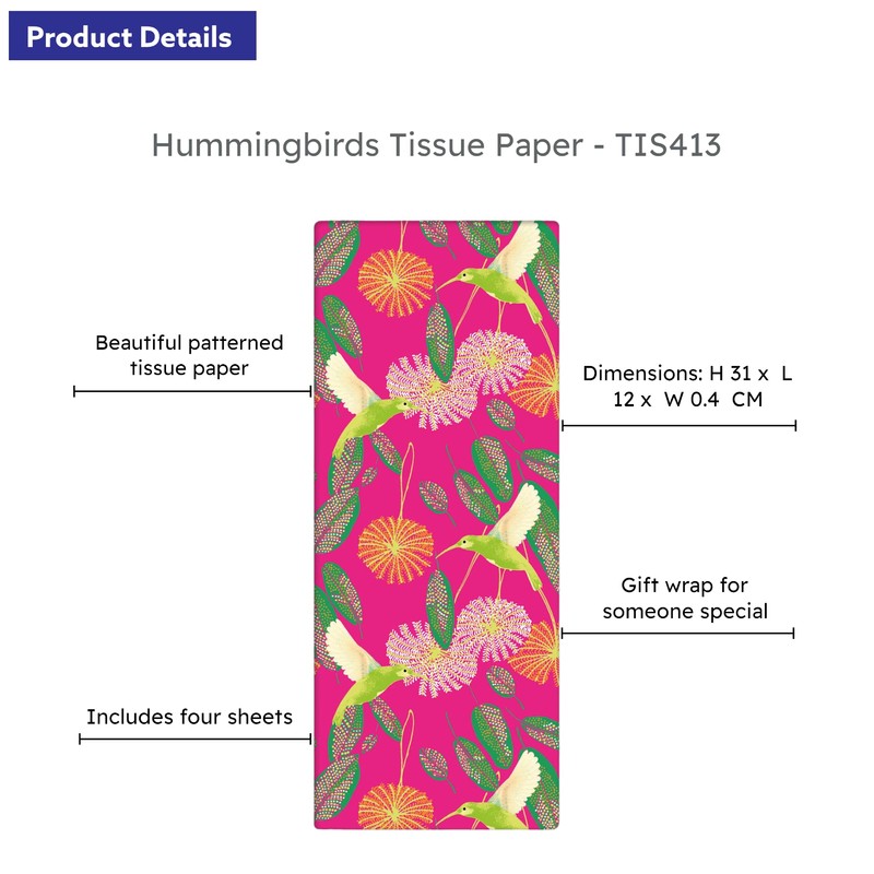 Matthew Williamson - 4 Sheets of Tissue Paper - Hummingbirds