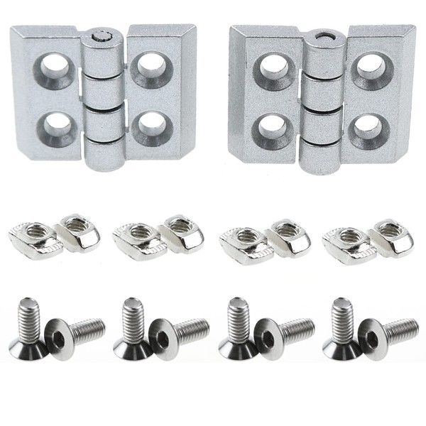 LUORNG 2pcs Aluminum Profile Hinge Install Kit Metal Hinge with