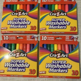 CRA-Z-ART Lot Of 6 CraZArt Super Washable Markers - 10 Count: Brighten Your Creations! NEW