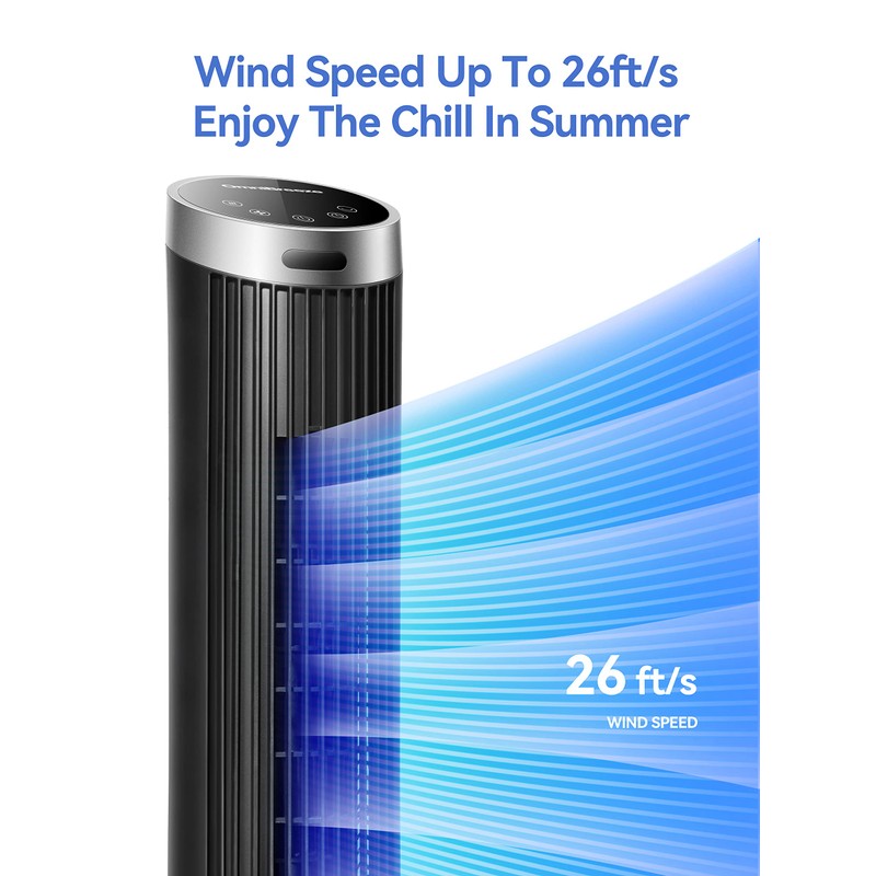 OmniBreeze Digital Electric Tower Fan, with Remote Control, LED Display,