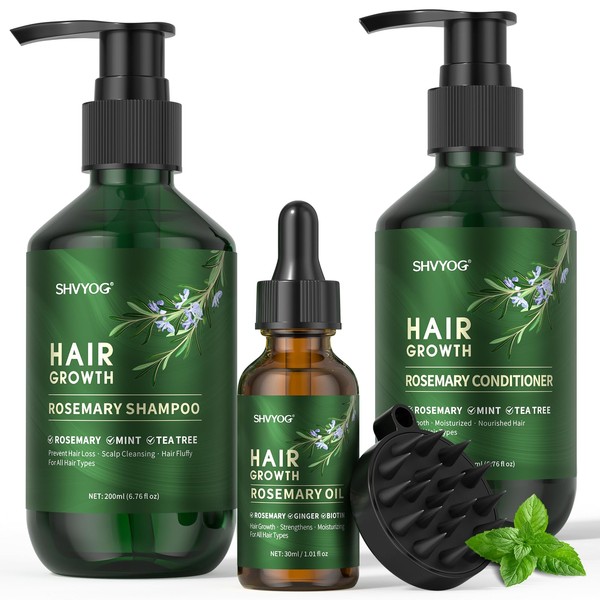 Rosemary Shampoo Conditioner Set, Rosemary Hair Growth Oil with Mint