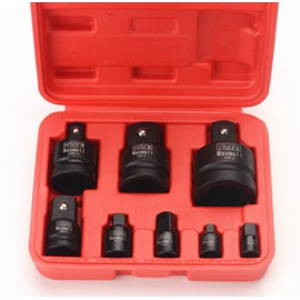FLZOSPER 8-Piece Impact Adapter and Reducer Set, CR-V, SAE, for Sockets and Drive Tools with Storage Case