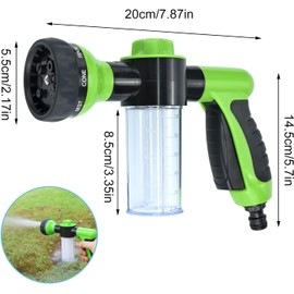 Spritzpistolendüse, Aufsatz Gartenschlauchmit 8 Modi, Hochdruck Handbrause Gartenschlauch Aufsatz mit Seifenspender für Bewässerung Haustiere Bad Autowaschen