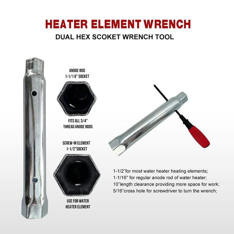 Water Heater Element 4500W, 240V with Element Wrench,Quick Change Tool