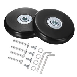 QUARKZMAN Suitcase Wheels Replacement 60 x 14 mm / 2.4 x 0.6 Inch Rubber Swivel Wheels with Ball Bearing Repair Kit for Suitcases Inline Outdoor Skate Black 1 Set, black