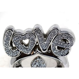 JAYOGLA Handmade Silver Crushed Diamond Love Sign Ceramic Ornament - Elegant Home Decor with Bling Sparkle