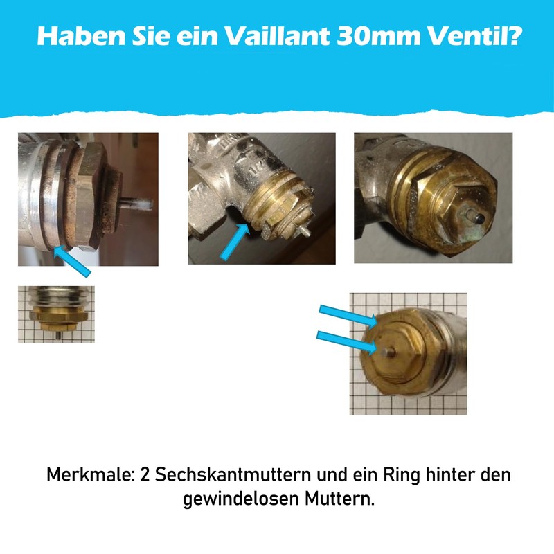 BLUMKRAFT Vaillant Compatible Radiator Adapter 30mm to M30x1.5 for Thermostatic