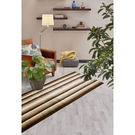 ORFA HOME Custom Size Hallway Runner Rug, Slip Resistant, 26 Inch Wide X Your Choice of Length, Stripes Brown, 26 Inch X 20 feet