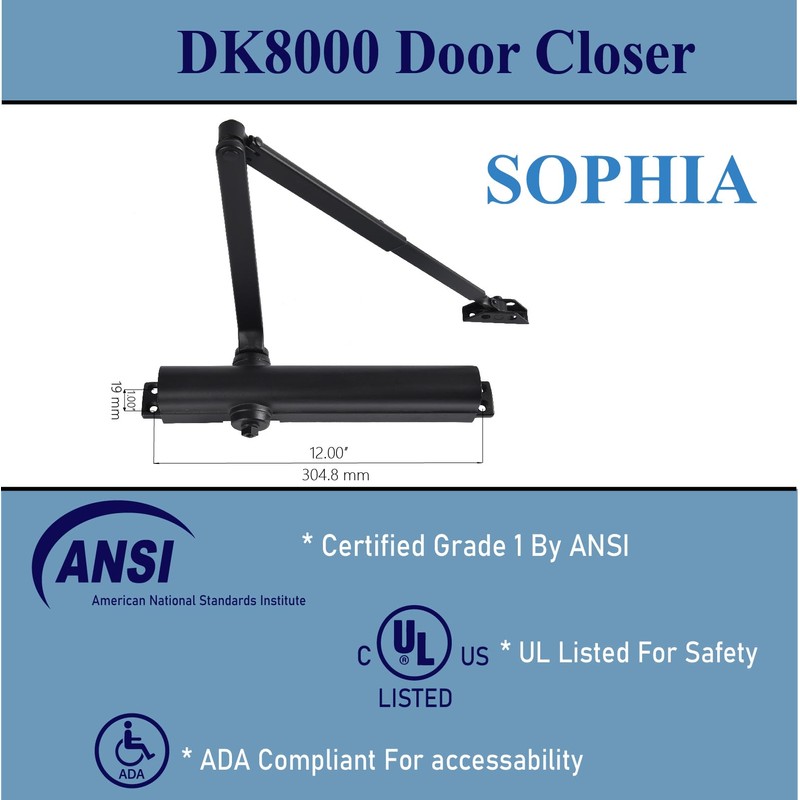 SOPHIA Automatic Self-Closing Door Hinge 2 Pack & Door Closer