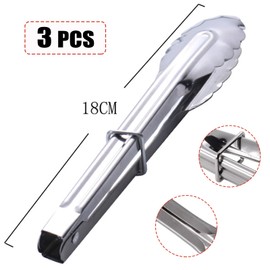 Mini Stainless Steel Serving Tongs Small Metal Tongs for Serving Food Cooking Salad Grilling (7-Inch 3 Pieces)