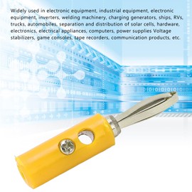 ANKROYU JT‑002 4mm Banana Plug, Plated Brass New Type Banana Plug with ABS, Solder Wiring Teaching Instrument Connector for Electronic Equipment (Yellow)