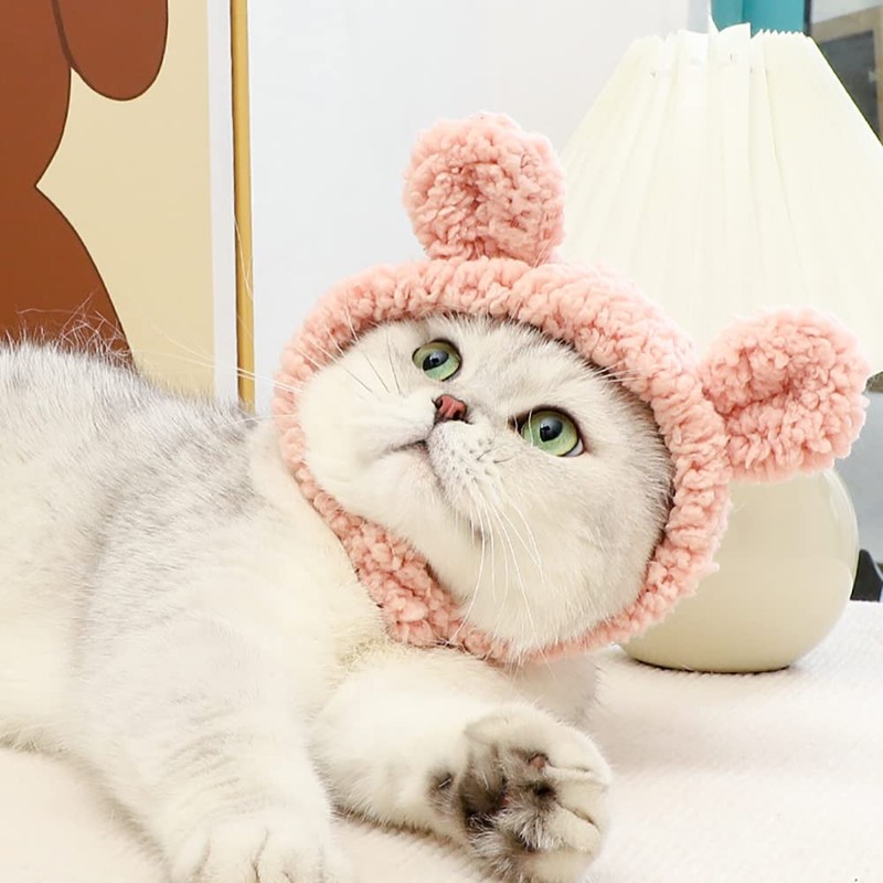 JOICEE Cute Cat Costume Warm Bear Hat for Cat Adjustable