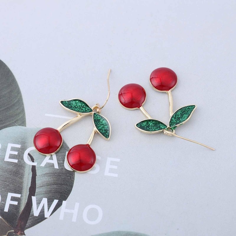 Xduargs Boho Cherry Dangle Earrings Vintage Fruit Cherry Earrings Red