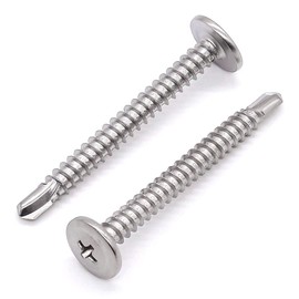 Glvaner #10 x 2" Stainless Steel 410 Wafer Head Self Drilling Screws 50 of Pack Self Tapping Screws Sheet Metal Screws with a Drilling Point