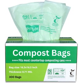 Compost Bags, Compostable Trash Bags 2.6 Gallon Compostable Bags Small 300 Count Compost Bags for Countertop bin Extra Thick 0.71 Mil. ASTM D6400 Certified By BPI and TÜV AUSTRIA 2.6 Gallon, 300 Units