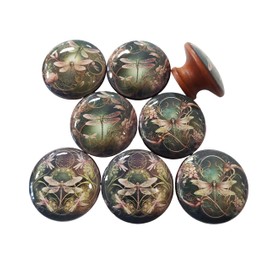 Twisted R Design Cabinet Knobs, Knobs for Kitchen Cabinets and Drawers, 1.5" Round Dresser Knobs (Set of 8 Dragonfly Wood Knobs) (Pink and Green Dragonfly)