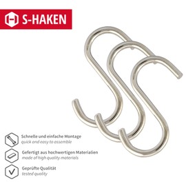 Gedotec S-Hooks Silver for Kitchen Utensils – Cloths – Clothes – Pack of 10 – Universal Hooks for 16 mm Tube Diameter Metal Hooks for Clothes Cupboard Clothes Hooks for Hanging Rail