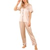 Vlazom Womens Silk Pyjamas, Soft Satin Short Sleeve Top &