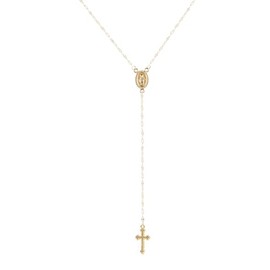 IXDEAXLY Rosary Bead Cross Y Necklace Chain for Women Catholic Virgin Mary Religious Prayer Luck Neckalce Jewerly Gift-Gold