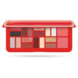 VERSAINSECT e-Up Palette L, 002 Red, 0.71 oz - 18 Pan Eyeshadow and Blush Palette, Matte, Shimmer, Metallic Finishes - Blendable Velvety Texture Blush Powder - Talc-Free - Eco-Friendly Packaging