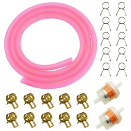 PRO BAT 16.4-Ft 0.2'' I.D. Fuel Line+20pcs 0.35" I.D. Hose Clamps+2pcs Fuel Filters for ATV Dirt Bike Go Kart Moped Pocket Bike Most Chinese Scooter Stratton Small Engines,Pink