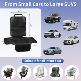 Psumuabrre Car Seat Protector, Child Carseat Covers, Protector Car Seat for Baby with Thickest Padded and Non-Slip Waterproof Backing Mesh Pockets for Kids Pets-2 Pack