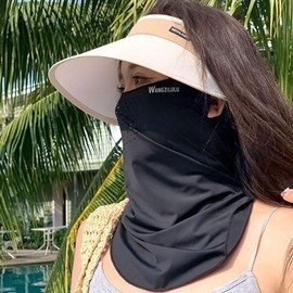 Unisex Summer Outdoor Ear-Loop Breathable Multi-Mask for Face UV Protection Black 2ea