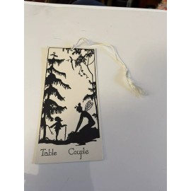 Vintage Unused Art Deco Silhouette Bridge Tally Card. Ivory Tassel Chas. Clark