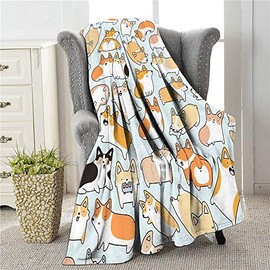 Colla Cute Corgi Blankets for Boys Girls, Lightweight Soft & Fuzzy Flannel Plush Kids Throw Blankets for Couch Bed Sofa Travel 50"X40"