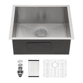 Kichae 21 Inch Kitchen Bar Sink Undermount Single Bowl Stainless Steel 16 Gauge Handmade Modern Under Counter Handmade Wet Bar RV Kitchen Sink with Drain Strainer