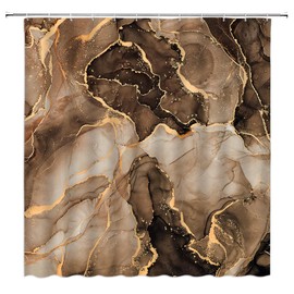 YSATNSFT Brown Marble Shower Curtain Abstract Marble Texture Art Modern Ombre Luxury Home Fabric Bathroom Decor Set Include Hooks,(70" WX70 H)