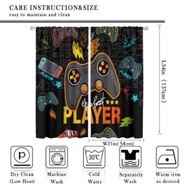 Kids Gamepad Gamer Curtains for Boys Girls Colorful Game Controller Thermal Insulated Room, Video Games Controller Curtains Rod Pocket Customized Curtains 42x54 Inch Decor
