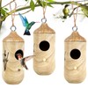 Hummingbird House for Outside Hanging,Wooden Humming Bird Nest 3 Pcs