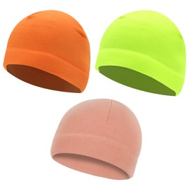 Mayoii Pack of 3 Skull Caps for Men & Women - Lightweight Running Hat Men, Caramel, orange, neon green, Unit size