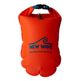 New Wave Swim Buoy for Open Water Swimmers and Triathletes - Light and Visible Float for Safe Training and Racing (Orange TPU Large-20L)