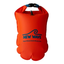 New Wave Swim Buoy for Open Water Swimmers and Triathletes - Light and Visible Float for Safe Training and Racing (Orange TPU Large-20L)