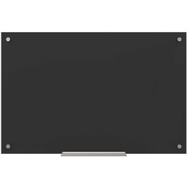 U Brands Glass Dry Erase Board, 35 x 23 Inches, Black Non-Magnetic Surface, Frameless - 170U00-01
