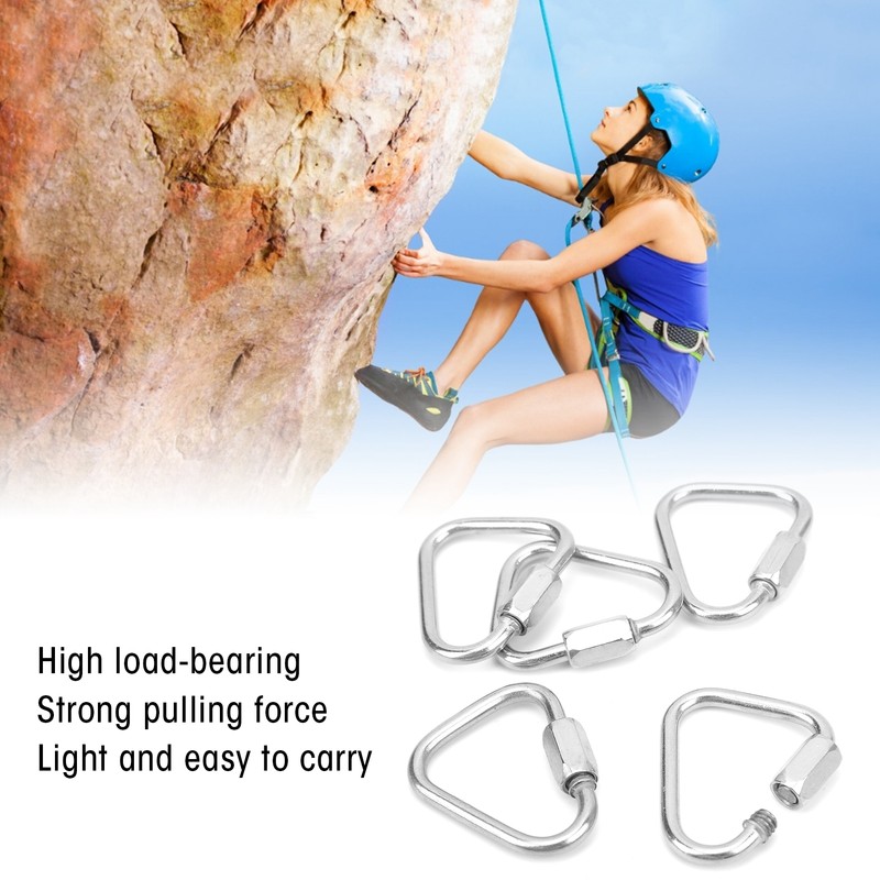 5pcs Triangle Locking Carabiner Stainless Steel Portable Easy to Carry