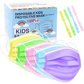 Rasav Kids Disposable Face Masks 100Pcs,3 Ply Kids Masks Disposable Breathable Colorful Cute Face masks for Children, Girls & Boys