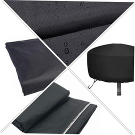 KICHOUSE 1pc Bbq Cover Pvc Coating Round Outdoor Fire Pit Protector for Weather Uv Resistant Black